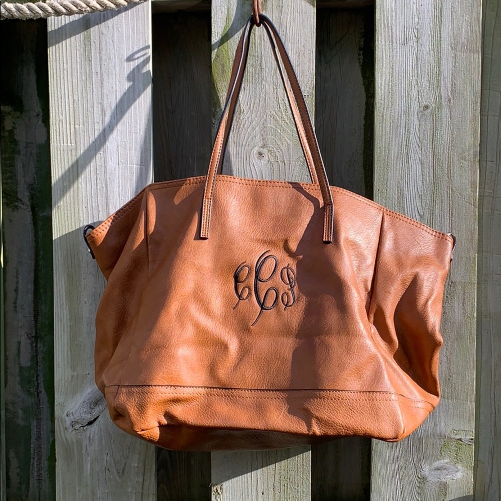 Brown monogrammed Zara bag
